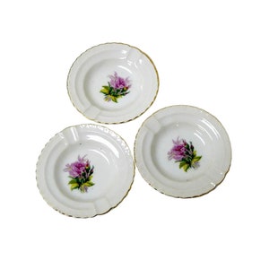 50s 3-pieces shabby chic ROSE ashtray / trinket dishes . Japan image 1