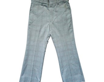 70s Levi's Panatela retro disco plaid high waisted flared trousers . 31" waist
