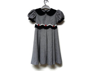 Rare Editions . 80s 90s black and white houndstooth dress . girls size 6