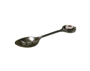 antique Rose design porcelain souvenir collectible  spoon / teaspoon