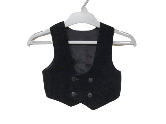 60s - 70s  double breasted black velvet vest . Ba… - image 1