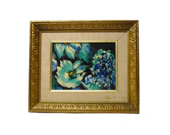 Blue Fleur ll . oil painting . wood framed