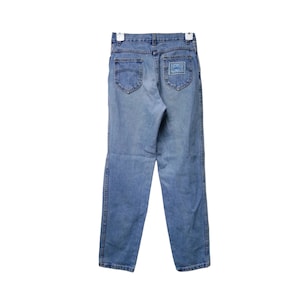 80s - 90s Chic high waist faded distressed denim jeans . junior size 14 Reg . made in USA