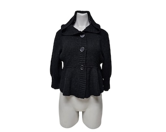 Y2K JLO by Jennifer Lopez black knitted hooded jacket . XL