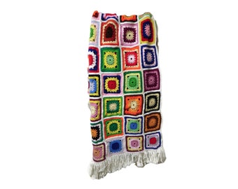 Dream Catcher . multi color crochet Afghan throw blanket with fringe