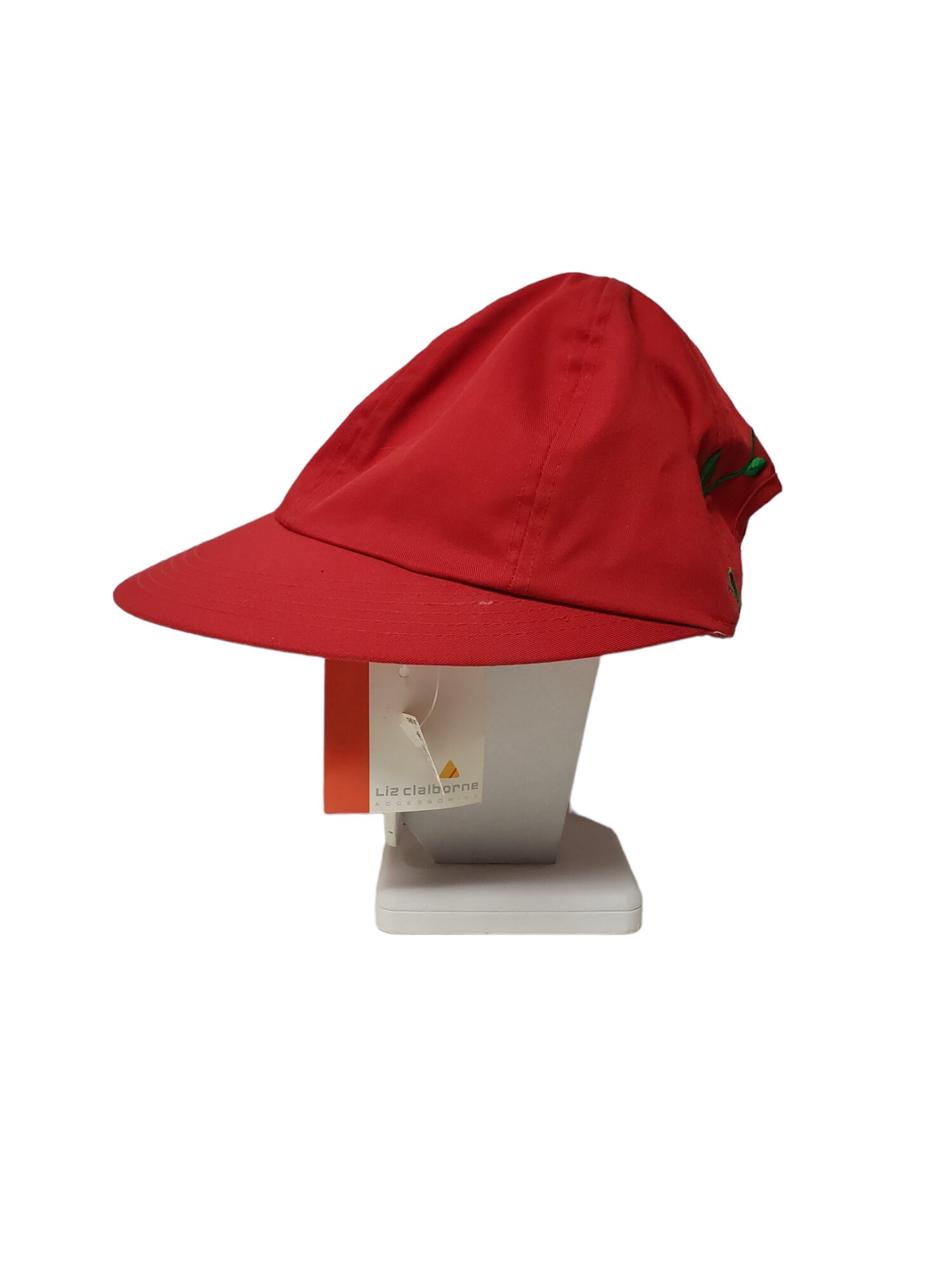 DEADSTOCK 80s Liz Claiborne Accessories red embroidered hat DEADSTOCK 80s Liz Claiborne Accessories Red Embroidered Hat  main image 3
