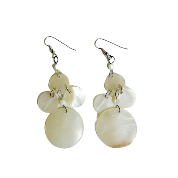 AMBROSIA . Capiz shell chandelier earrings