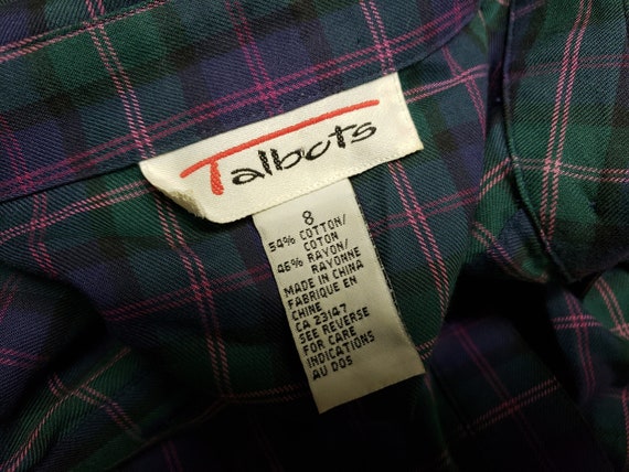90s - 00 Talbots pleated long sleeves plaid dress… - image 6
