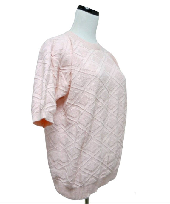 80s 90s HABERDASHERY diamond pattern baby pink kni… Gem