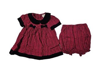 90s - 00s Coldwater Creek black and red 2 piece dress set . baby 9 - 12 months or 2 T