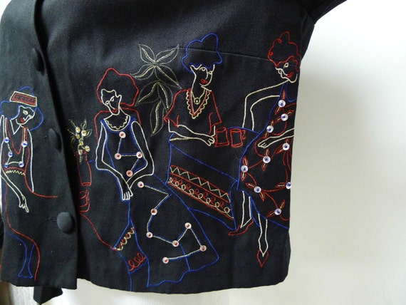 80s - 90s Karin Stevens embroidered top /  jacket… - image 5