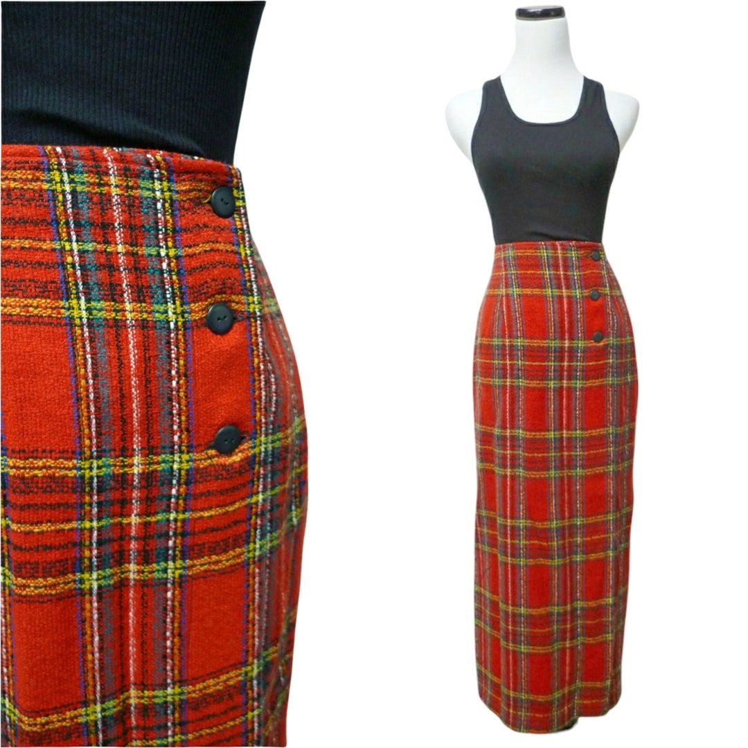 NIKI-LEE . Red Tartan Plaid Overlap Skirt . Size 7 / 28 - Etsy