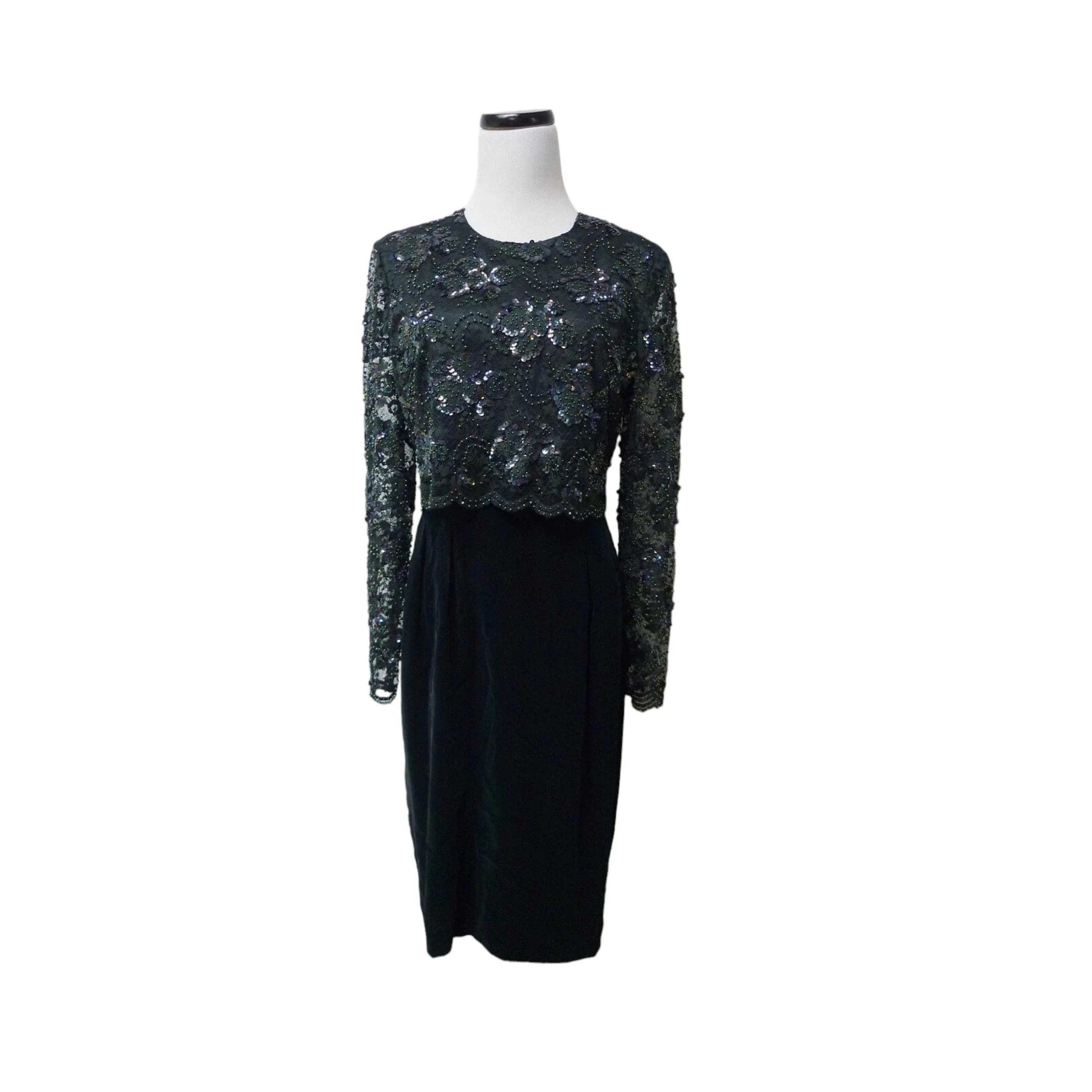 90s - 00s Talbots Beaded Green Long Sleeve Dress . Size 6 - Etsy