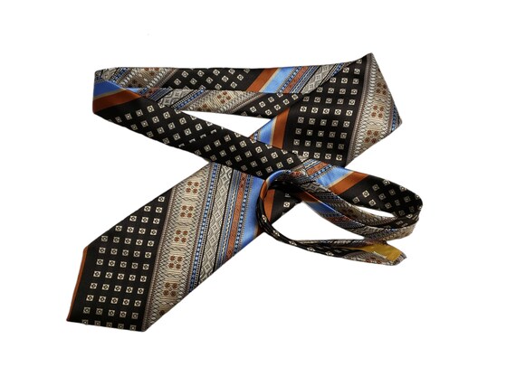 70s Damon multi-color striped wide necktie . Unio… - image 2