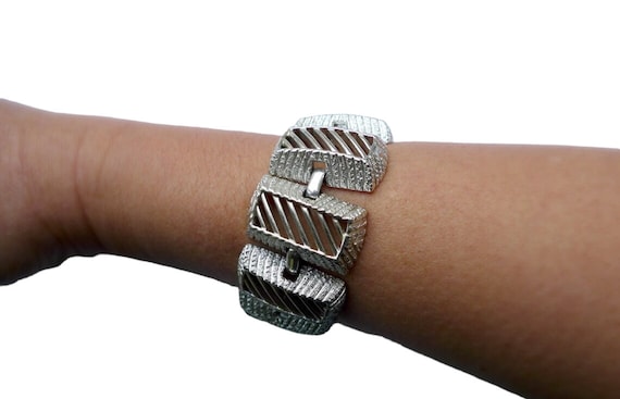 Kramer . silvertone statement bracelet - image 1