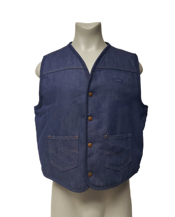 60s - 70s Montgomery Ward Sherpa lined denim vest . XL - Gem