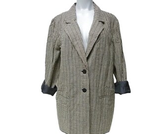 80s - 90s Sag Harbor linen blend checkered blazer . size 16W