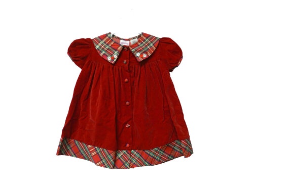 Somerset Lane . Peter Pan collar red velvet dress… - image 1