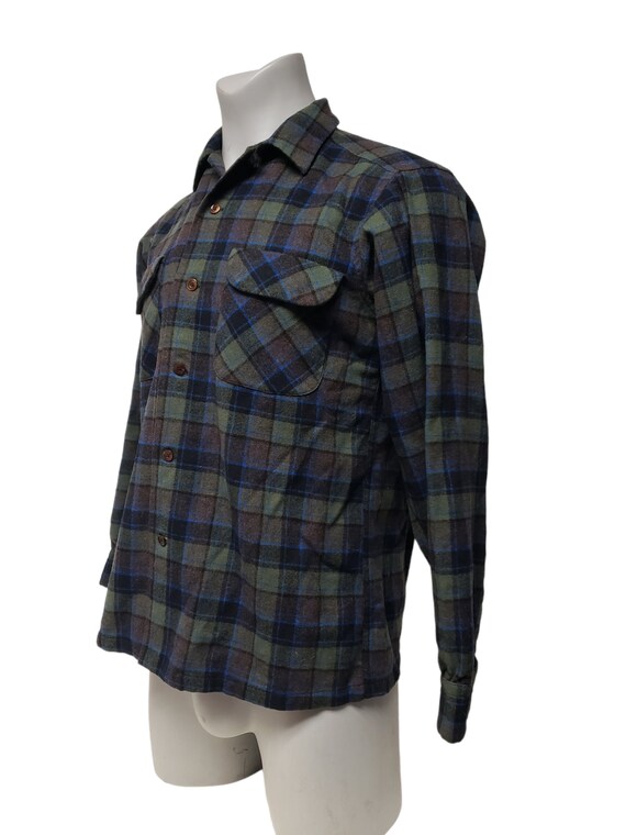 Vintage 60s Pendleton Wool Plaid Shirt - Made in … - image 7