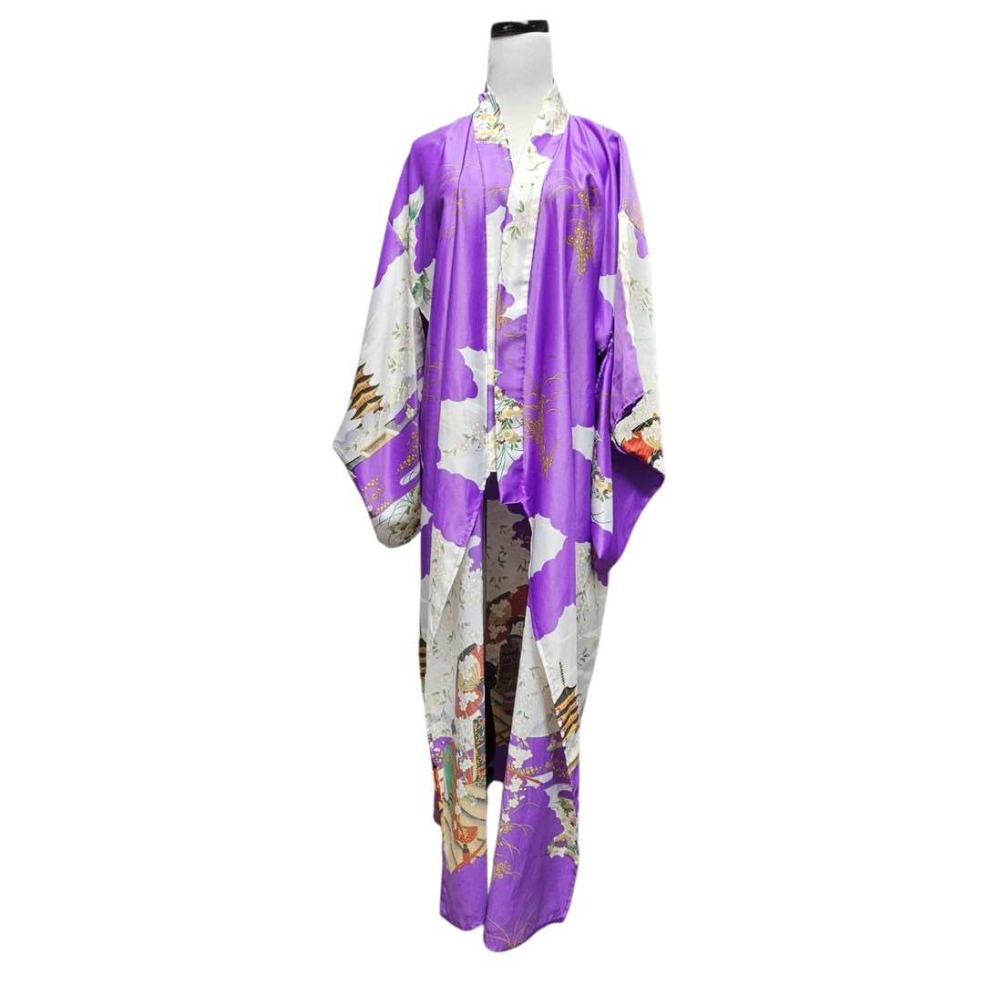 Joli Sakura and Geisha Print Kimono Long Robe . Made in Japan - Etsy