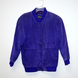 80s - 90s PELLE vintage purple suede bomber jacket . small