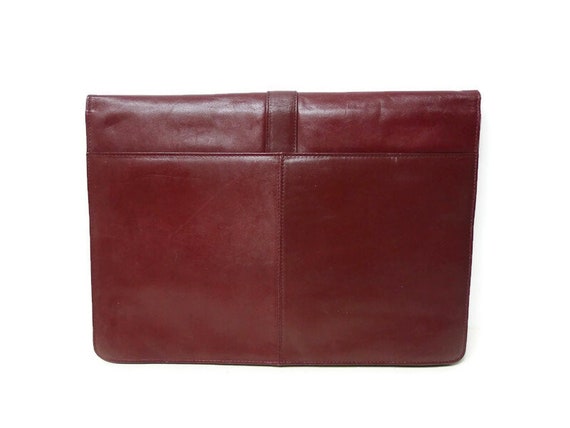 70s Burgundy leather organizer portfolio clutch - image 2