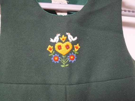 60s - 70s green embroidered romper . 24 months - image 2