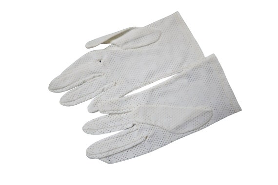 50s circle pattern white gloves - image 4