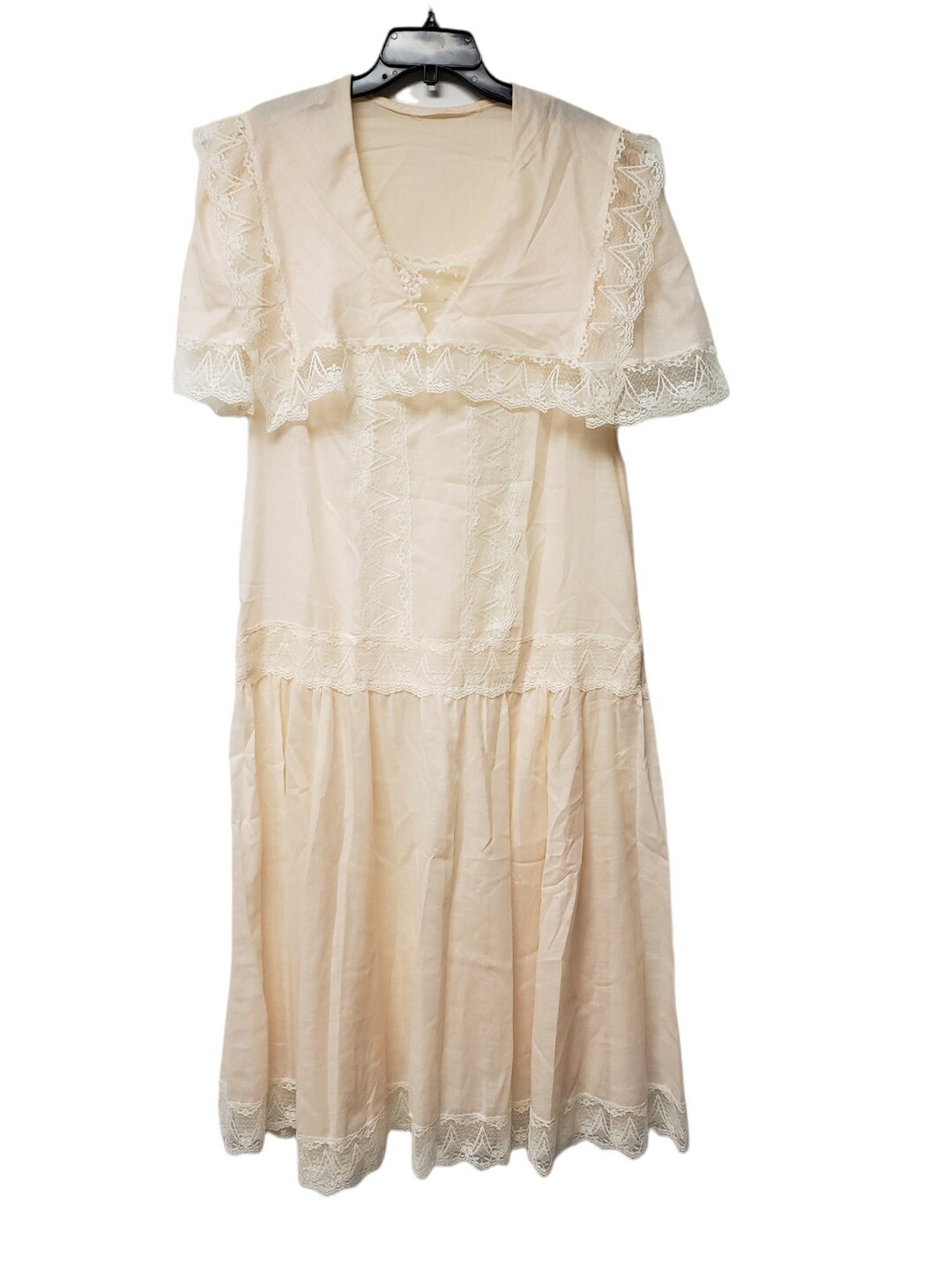 50% OFF SALE Light Peach . Lace Trim . Sheer Dress . 1920s - Etsy