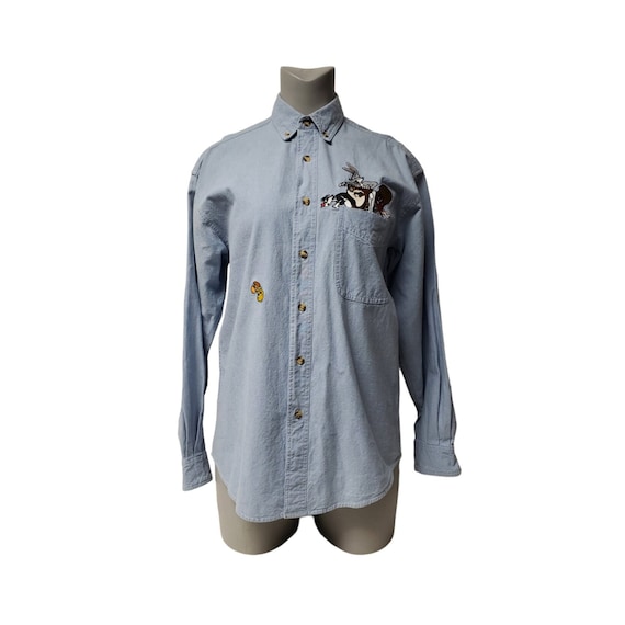 looney tunes dress shirt Vintage Looney Tunes 'Help!' Button Up Shirt