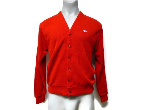 Crown Sportswear . 60s men's red cardigan . size X