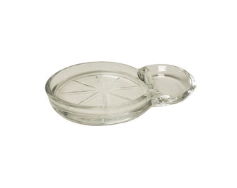 40s Fostoria Mademoiselle clear glass coaster with spoon rest . set of 2