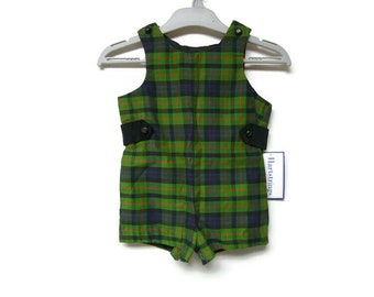 Y2K Hartstring green and black plaid romper . baby 12 Months