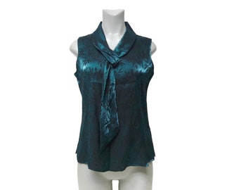 90s Karen Scott sleeveless brocade blouse . small