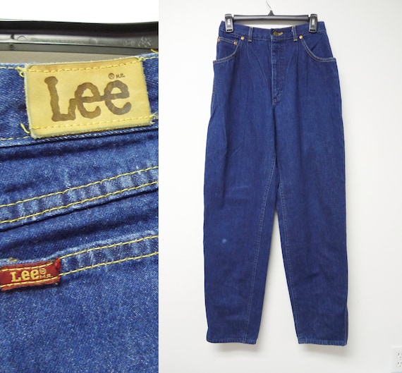 Lee . 80s 90s high waist blue denim pleated jeans… - image 8