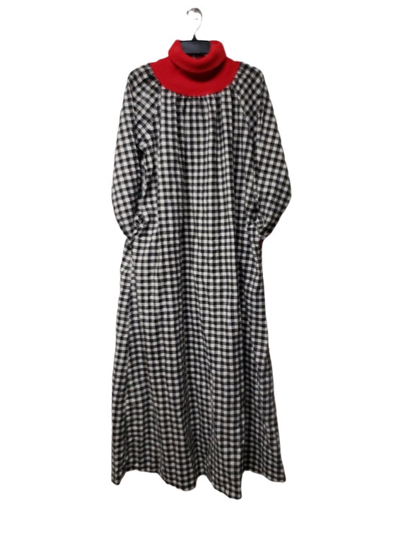 70s Clovis Ruffin black and white gingham long sl… - image 3