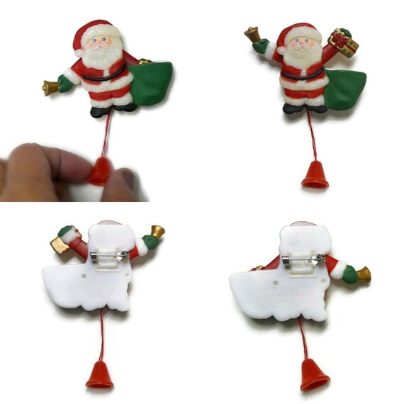 80s Christmas plastic brooch - image 3