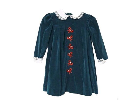 90s Ruth of Carolina green velvet embroidered lon… - image 1