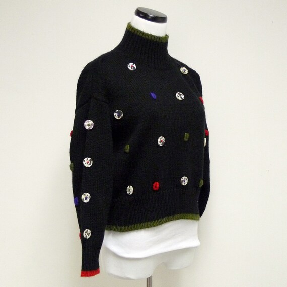 80s - 90s Fabe colored buttons cropped sweater . … - image 2