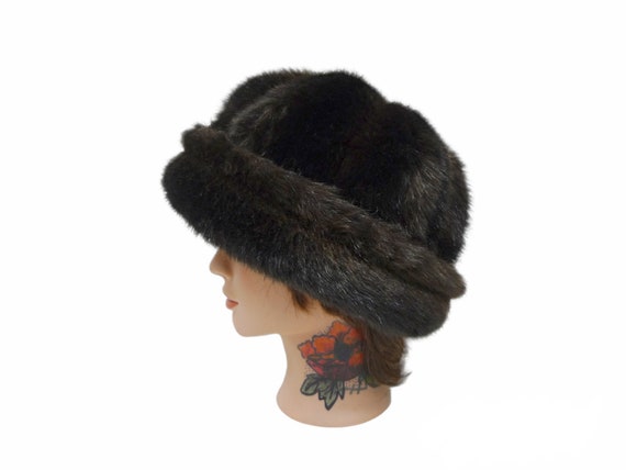 70s faux fur roller hat - image 1