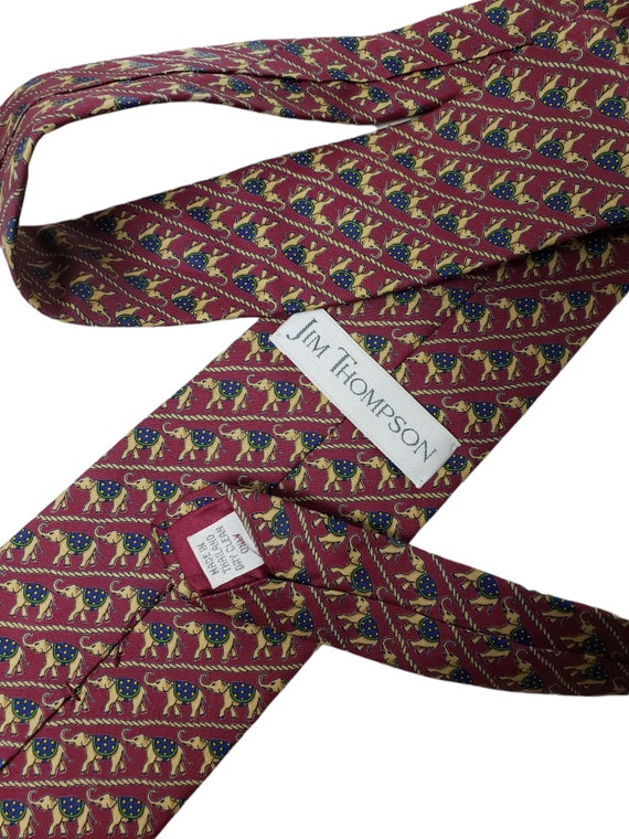 Jim Thompson elephant print 100%  silk necktie - image 4