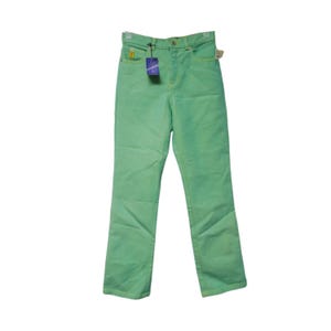 90s DEADSTOCK Guess slick denim green high waist jeans . size girls 12 . made in USA