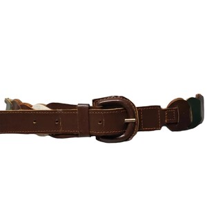 70s multi-colored leather belt . M . made in India