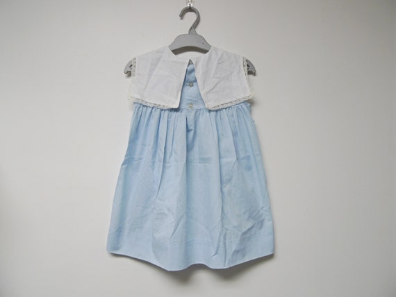 Polly Flinders . hand smocked blue and white slee… - image 6