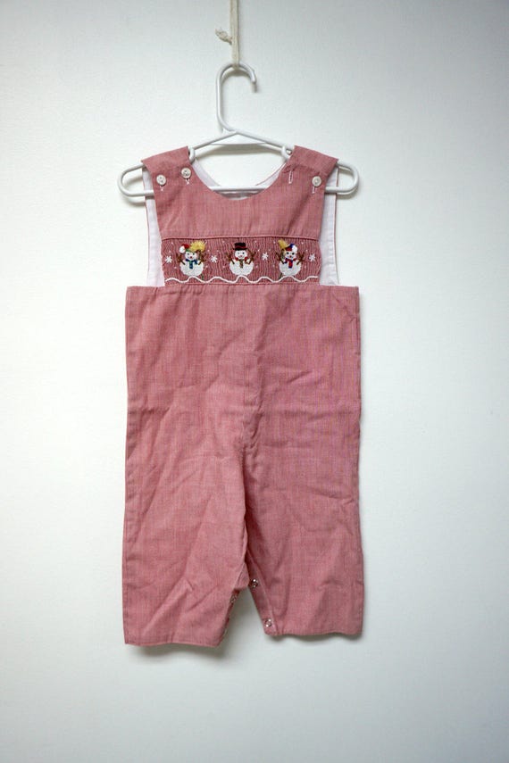 Be Mine .  Hand smocked . red romper . baby 12 mon