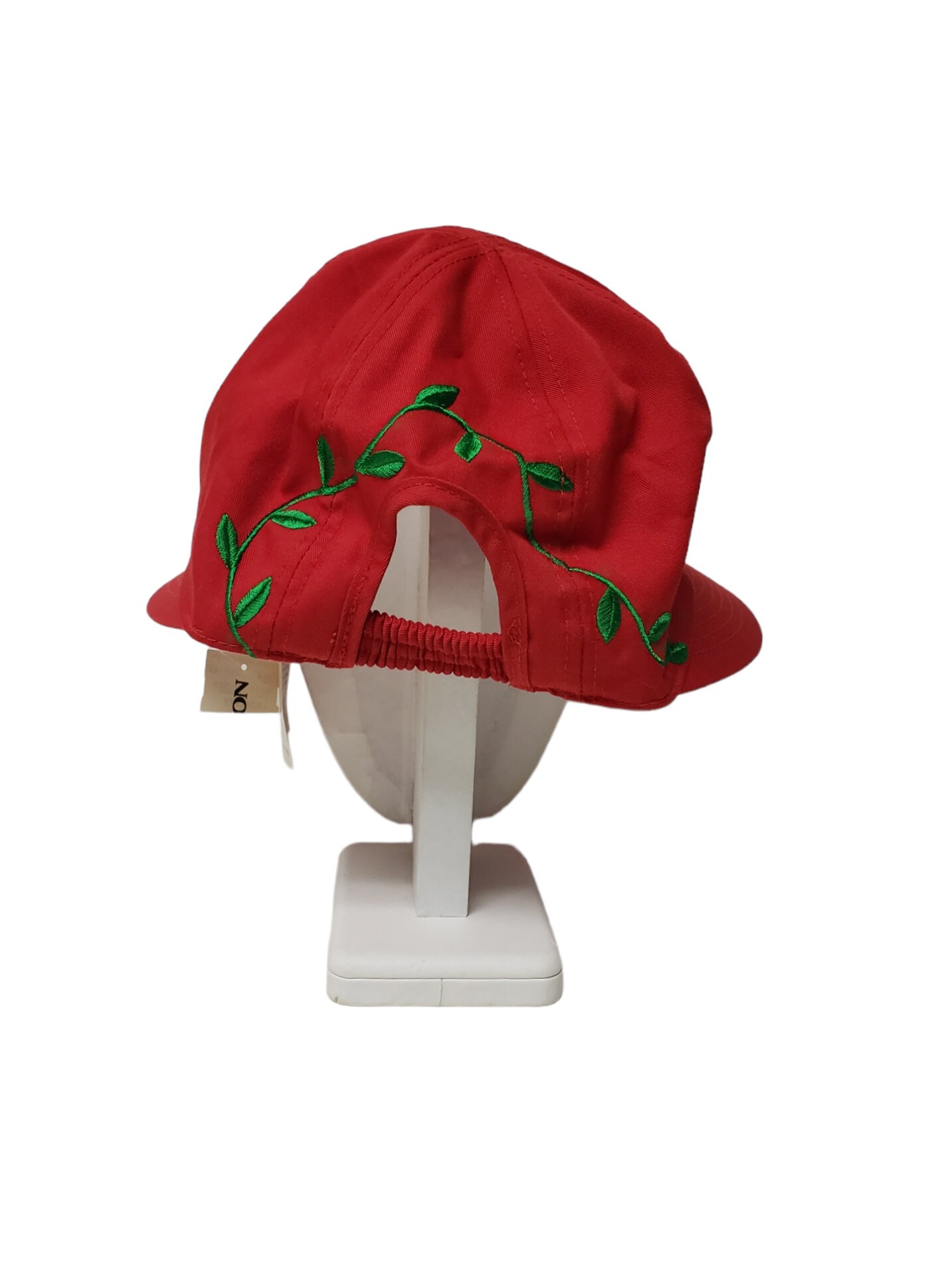 DEADSTOCK 80s Liz Claiborne Accessories red embroidered hat DEADSTOCK 80s Liz Claiborne Accessories Red Embroidered Hat  main image 2