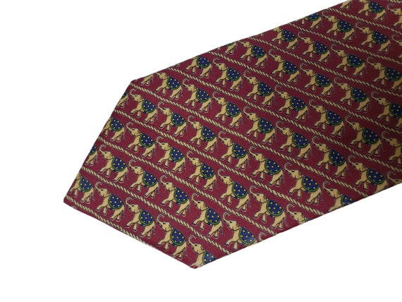 Jim Thompson elephant print 100%  silk necktie - image 3