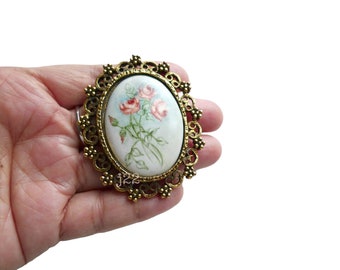 PAINTED FLORA statement brooch