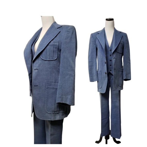 60s - 70s Jim & Gil’s Men’s Shop 3-piece chambray… - image 1