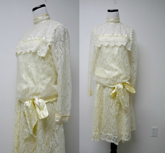 Gunne Sax by Jessica McClintock . 70s 3 piece lace